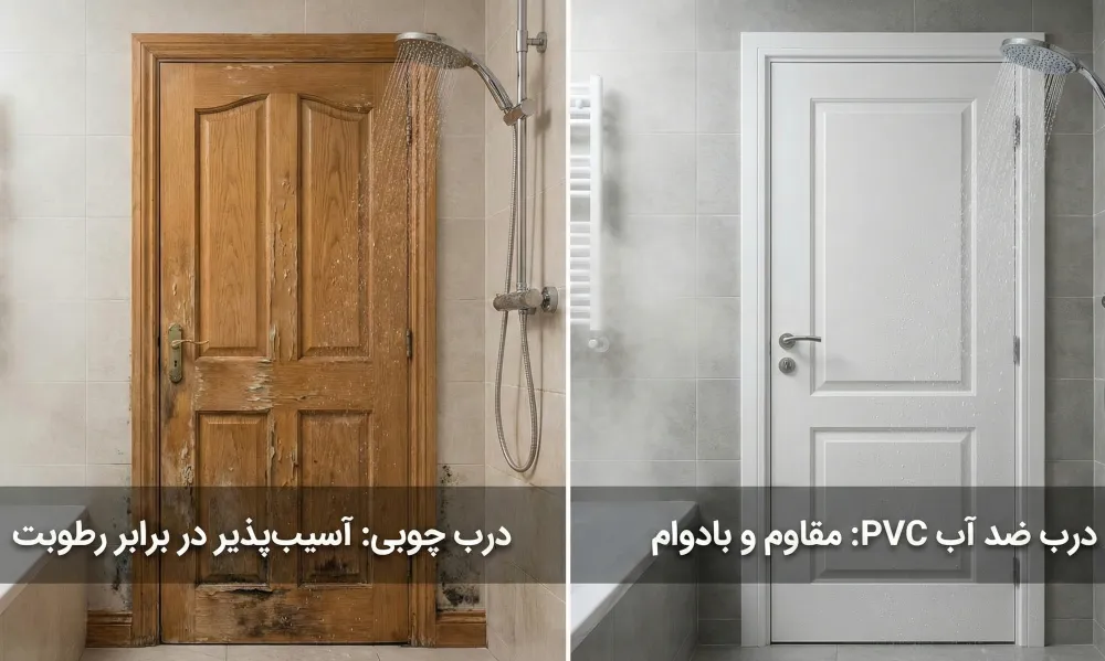 مقایسه درب ضد آب پی وی سی با دربهای چوبی