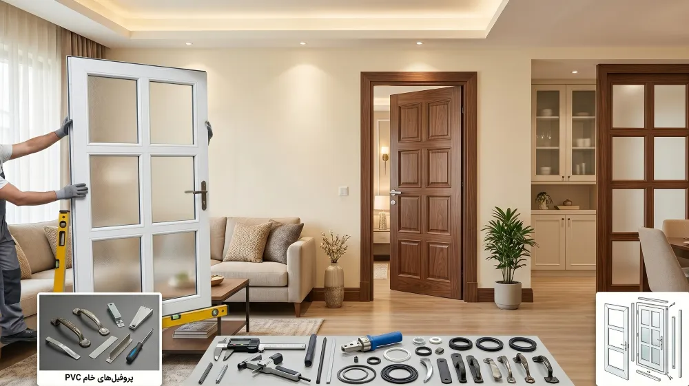 درب پی وی سی برای پذیرایی